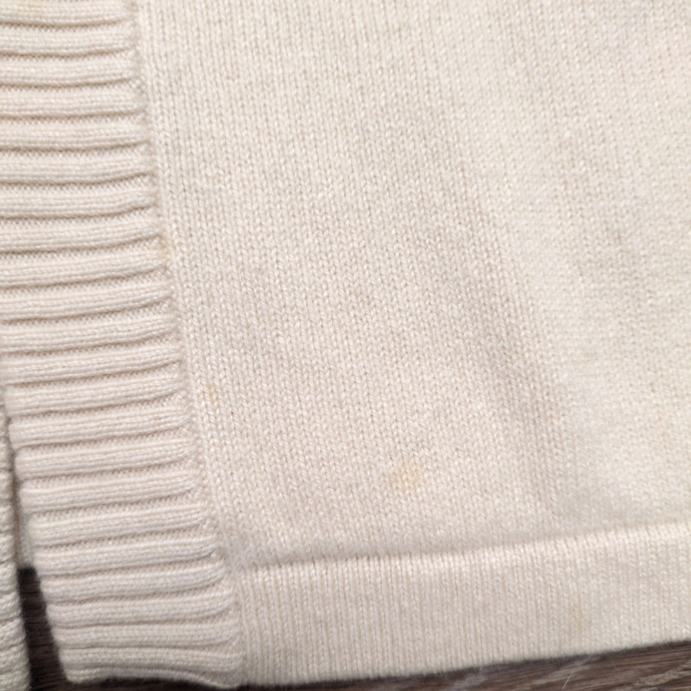 Vtg Ballantyne Cardigan Cream White 100% Cashmere Thick Scotland Open Front M - Picture 8 of 8